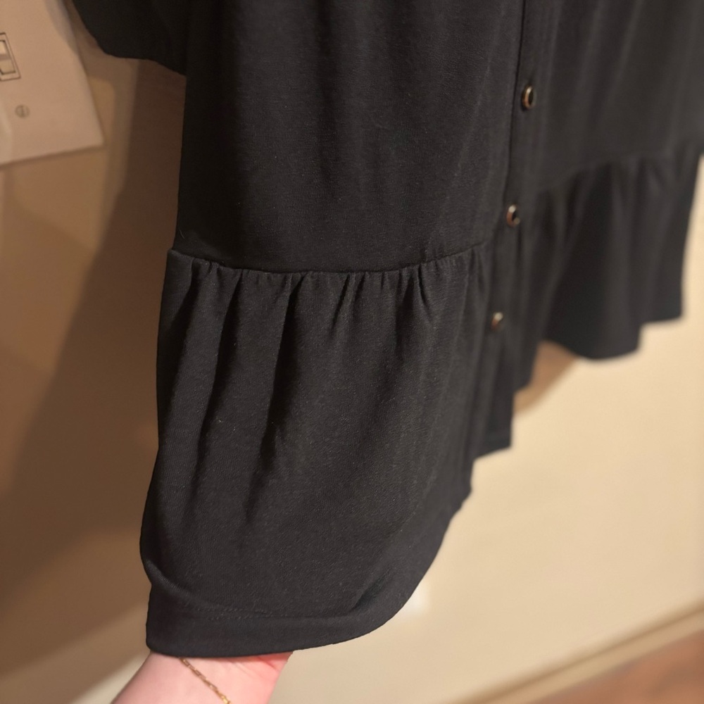 🖤 LOFT Black Long Sleeve Tiered Ruffle Dress – Petite 6 (NWT) - Picture 8 of 10